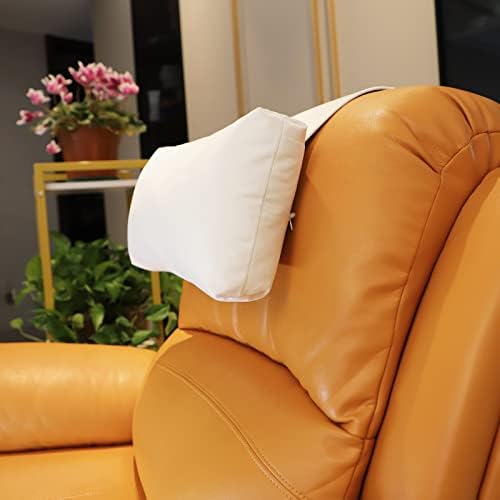 Velvet Recliner Headrest Pillow, Non-Slip Neck Support, Nature White by AmazeCov