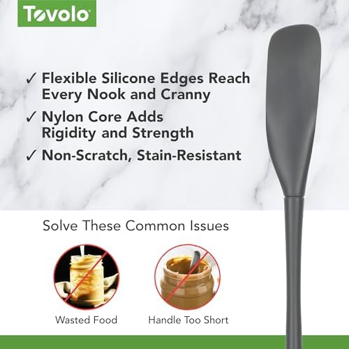 Tovolo Silicone Jar Spatula Long Handled Rubber Scraping Scooping Tool - Image 4