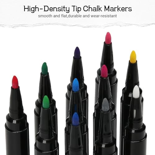 12 PCS Red Liquid Chalk Markers Wet or Dry Erase Fine Tip Neon Pens - Image 2