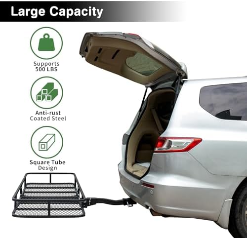 Leader Accessories Folding Hitch Cargo Carrier 60"x24"x6", Fits 2" Receiver - Image 3