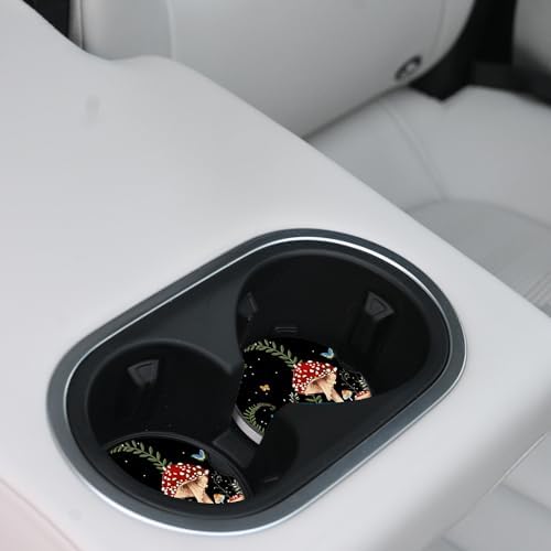 2 Pack Cute Mushroom Pattern Absorbent Car Coasters - Image 6