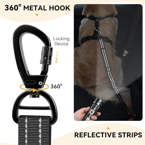 Pawaboo 2Pack Dog Car Seatbelt, 3-in-1 Dog Tether - Image 2