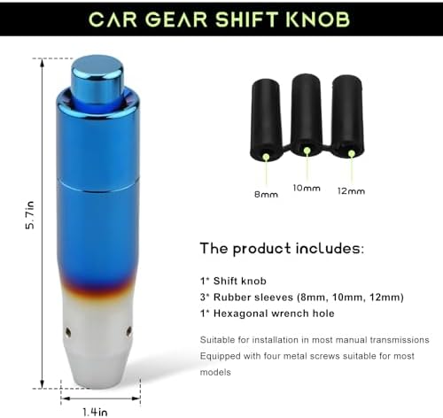 Automatic Shift Knob with Push Button, 5.7" Weighted Shifter Lever Handle Car - Image 2