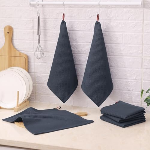 Homaxy 100% Cotton Waffle Weave Dish Cloths, 8 Pack, Dark Grey - Image 6
