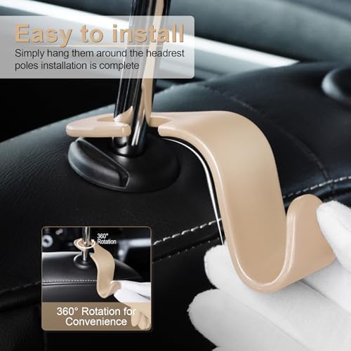 LivTee Car Seat Headrest Hook, Auto Seat Hook Hangers Storage Organizer - Image 4