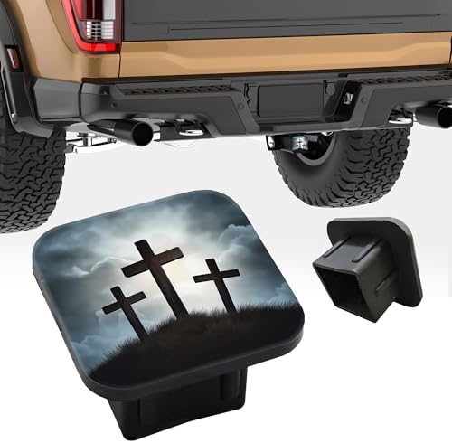 Trailer Hitch Cover Three Wooden Crosses on a Hill Square 2 Inch Receiver Tube - Image 5