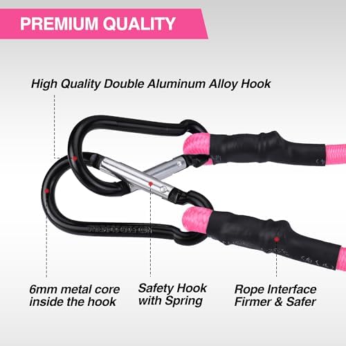 WORKPRO 24" Bungee Cords with Hooks, 4 Pack Heavy Duty Outdoor Bungee Strap - Image 4