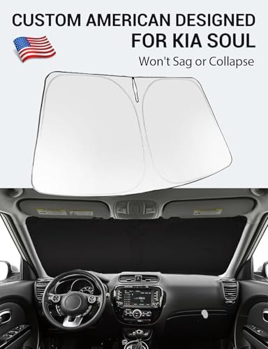 Proadsy Custom Fit 2014-2019 Kia Soul Windshield Sun Shade, Blocks Heat - Image 2