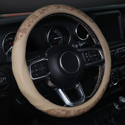 KAFEEK Wood Grain Steering Wheel Cover, 14.5-15 inch by KAFEEK
