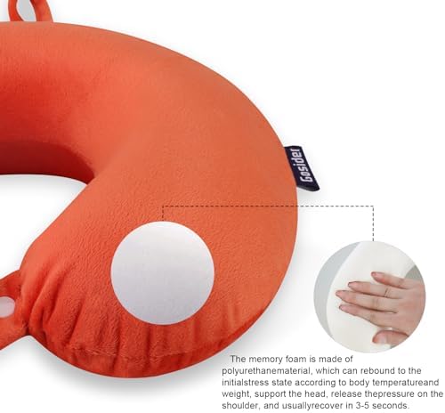 Orange Memory Foam Velvet Travel Neck Pillow - Image 5