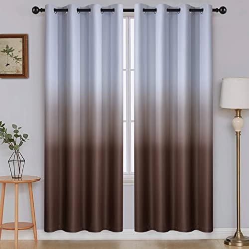 SimpleHome Ombre Gradient Brown White to Gray Curtains by SimpleHome