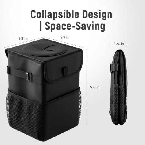 Car Trash Can with Lid, Hanging Waterproof Leak-Proof Car Garbage Can - Image 5