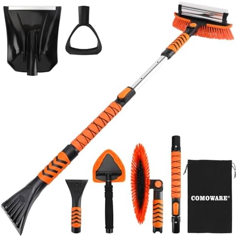COMOWARE Extendable Snow Brush for Car, Ice Scrapers for Car Windshield Combo by COMOWARE