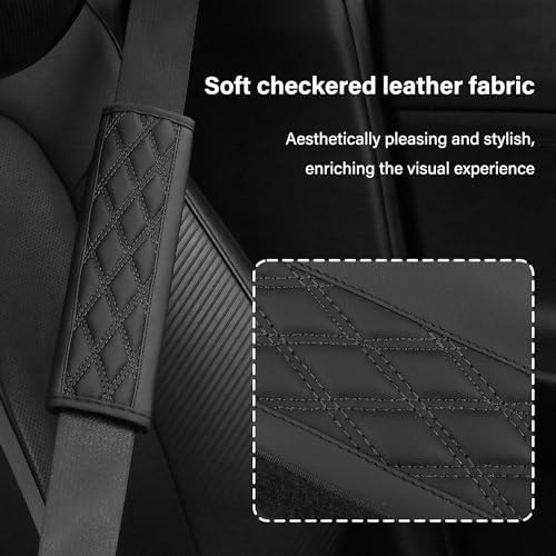 2PCS Car Seat Belt Cover Pads, Leather Seatbelt Covers Protect Shoulder and - Image 3