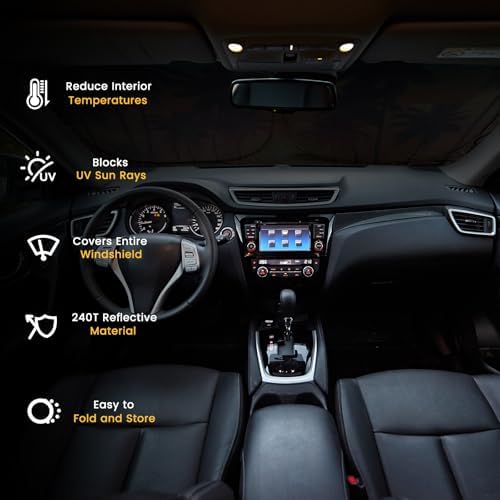 Windshield Sun Shade, Reflective Car Sunshade Blocks Heat, 57 x 31.5 in - Image 6