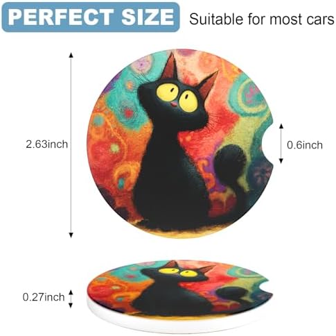 2 Pack Car Cup Holder Coaster, 2.63 inch Anti Slip Insert Absorbent Ceramic Car - Image 7