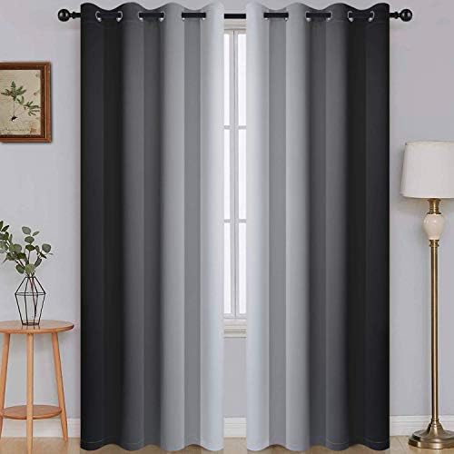 SimpleHome Ombre Black to Grey White Curtains by SimpleHome