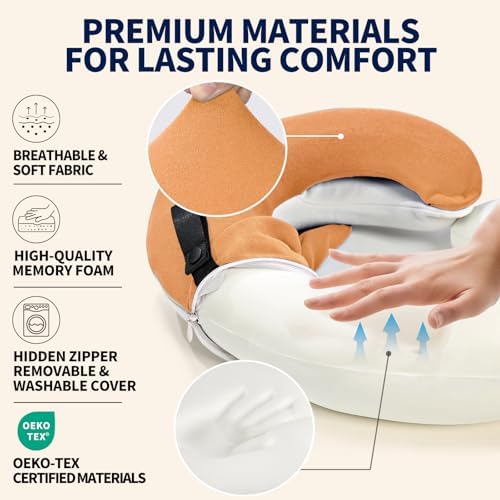 BUYUE Travel Neck Pillows for Airplanes, Memory Foam 360° Head Support Sleep - Image 4