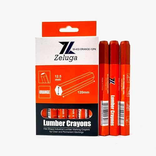 Zeluga 4.7in. x 0.5in. Hex Shape Industrial Lumber Marking Crayons by Zeluga