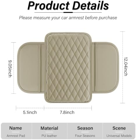 Amiss Car Center Console Cover, Leather Car Armrest Cushion - Image 2