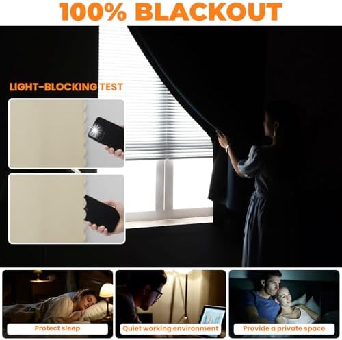 JILRON Adhesive Curtain 100% Blackout No-Drill Easy Install - Image 3