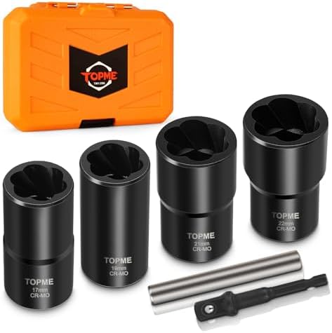 Locking Lug Nut Removal Tool, 6 Pieces Lug Nut Extractor Set 1/2 Inch Drive by TOPME