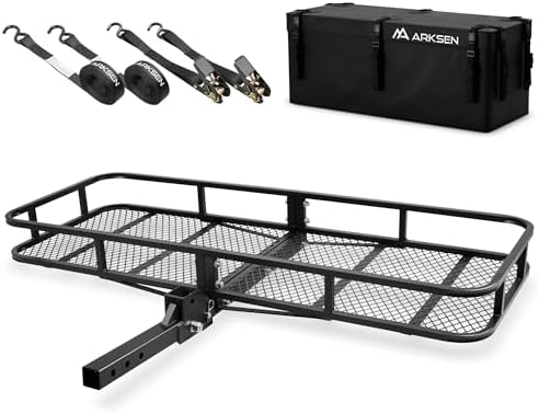 ARKSEN 60" x 23" x 5.5" Folding Hitch Cargo Carrier w/500D Bag&Straps by ARKSEN