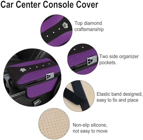 NBTEPEM 6 PCS Bling Purple Car Accessories Set, Leather Purple Steering Wheel - Image 4