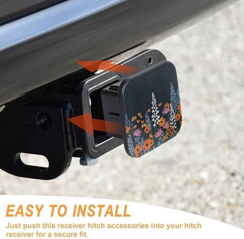 2 Inch Colorful Wild Floral Trailer Hitch Cover Rubber Receiver Tube Plug Cap - Image 4