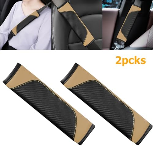 Osilly 2PCS Carbon Fiber Leather Seat Belt Shoulder Pads - Image 4