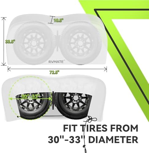 RVMATE RV Tire Covers, Dual Axle Wheel Cover, 1 Pack, Fit 30"-33" Dia. Tire - Image 3