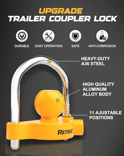 RETRUE Universal Coupler Lock Trailer Locks Ball Hitch Trailer Hitch Lock - Image 3