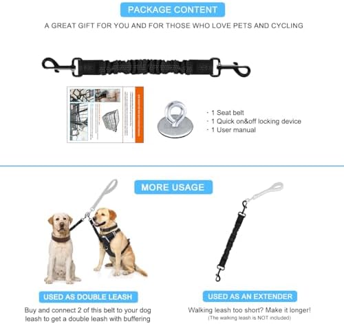 Dog Seat Belt for Bike Basket, Shock Absorbing Lead Bicycle Safety Leash - Image 7