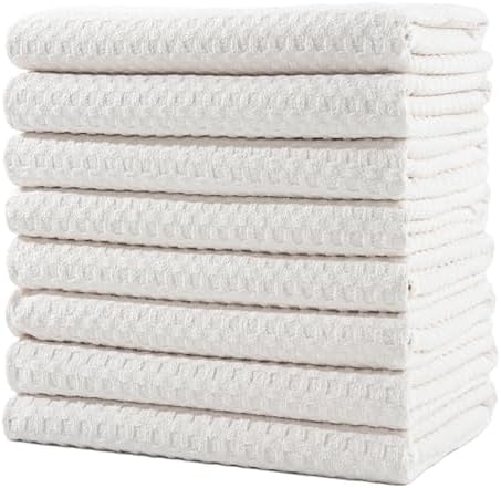 POLYTE Ultra Premium Microfiber Kitchen Dish Hand Towel Waffle Weave, 8 Pack by Polyte