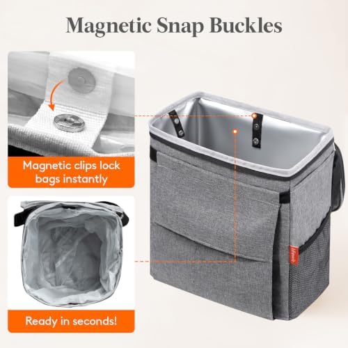 Lifewit Car Trash Can with Lid, Garbage Bag Hanging, Trash Bin, 3 Gallon - Image 5