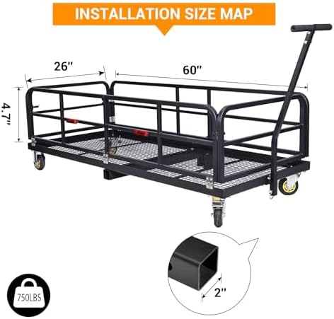 750 LBS Heavy Duty Folding Hitch Cargo Carrier, Pickup Truck, Camping & Travel - Image 3