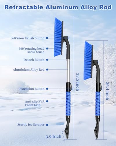 33'' Ice Scraper Snow Brush for Car Windshield Window - Image 6