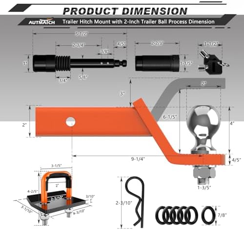 AUTMATCH Trailer Hitch Ball Mount - Image 3