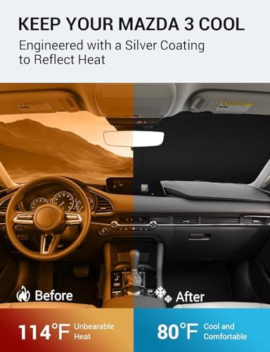 Proadsy Custom Fit 2019-2026 Mazda 3 Windshield Sun Shade, Blocks Heat - Image 3