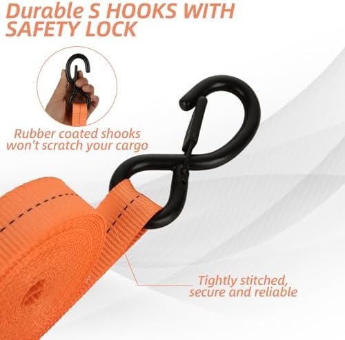 4Pack 20 ft Ratchet Straps, 1700 Lb Break Strength - Image 3