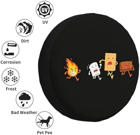 Spare Tire Cover with Marshmallow Campfire Pattern Wheel Covers 17inch - Image 3