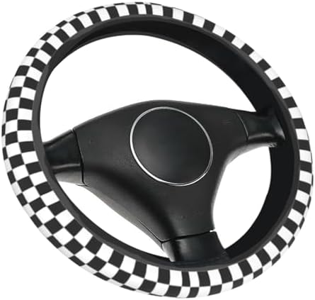 Checkerboard Steering Wheel Cover, Checkerboard Race Soft Breathable Neoprene - Image 6