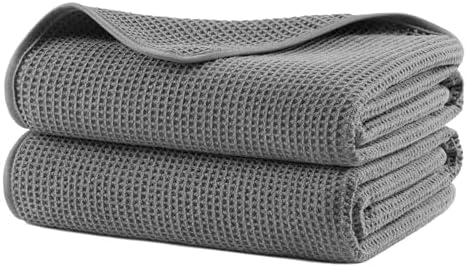 POLYTE 380 GSM Poly Blend Microfiber Quick Dry Waffle Bath Towel, 30x60 in by Polyte