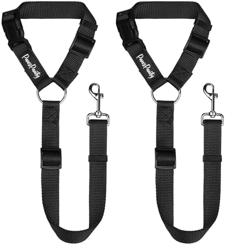 PawsPawty 2 Pack Headrest Dog Car Safety Seat Belt Adjustable Nylon Fabric Car by AISHIKEKE