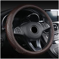 AUCELI 14.5-15 Inch Steering Wheel Cover Non-Slip Leather Coffee by AUCELI
