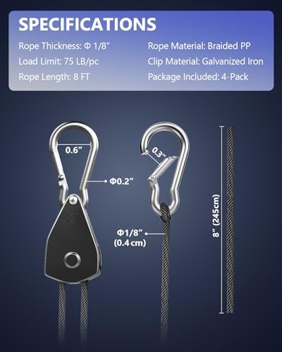 Retractable Heavy Duty Ratchet Tie Down Straps 1/8" 4 Pack, 8ft Tie-Down - Image 7