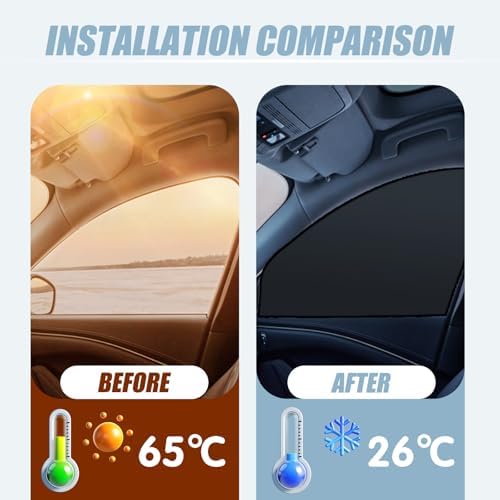Tesnaao 4 PCS Car Side Window Sun Shade Replacement, 20CM x 50CM x 80CM Front - Image 5