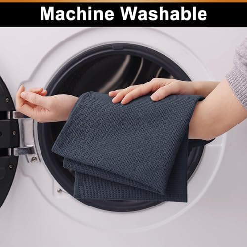Homaxy 100% Cotton Waffle Weave Kitchen Towels, 6 Pack, Dark Grey - Image 4