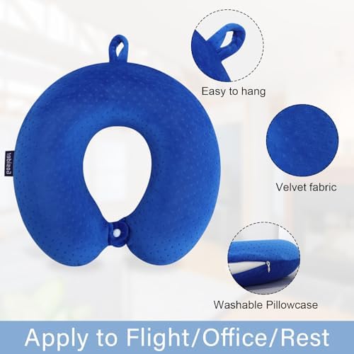Neck Pillow for Travel, Memory Foam Airplane Pillow, Royal Blue - Image 2