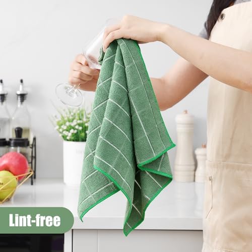 Homaxy Microfiber Kitchen Towels and Dishcloths Sets, 16 Pack, Grass Green - Image 4